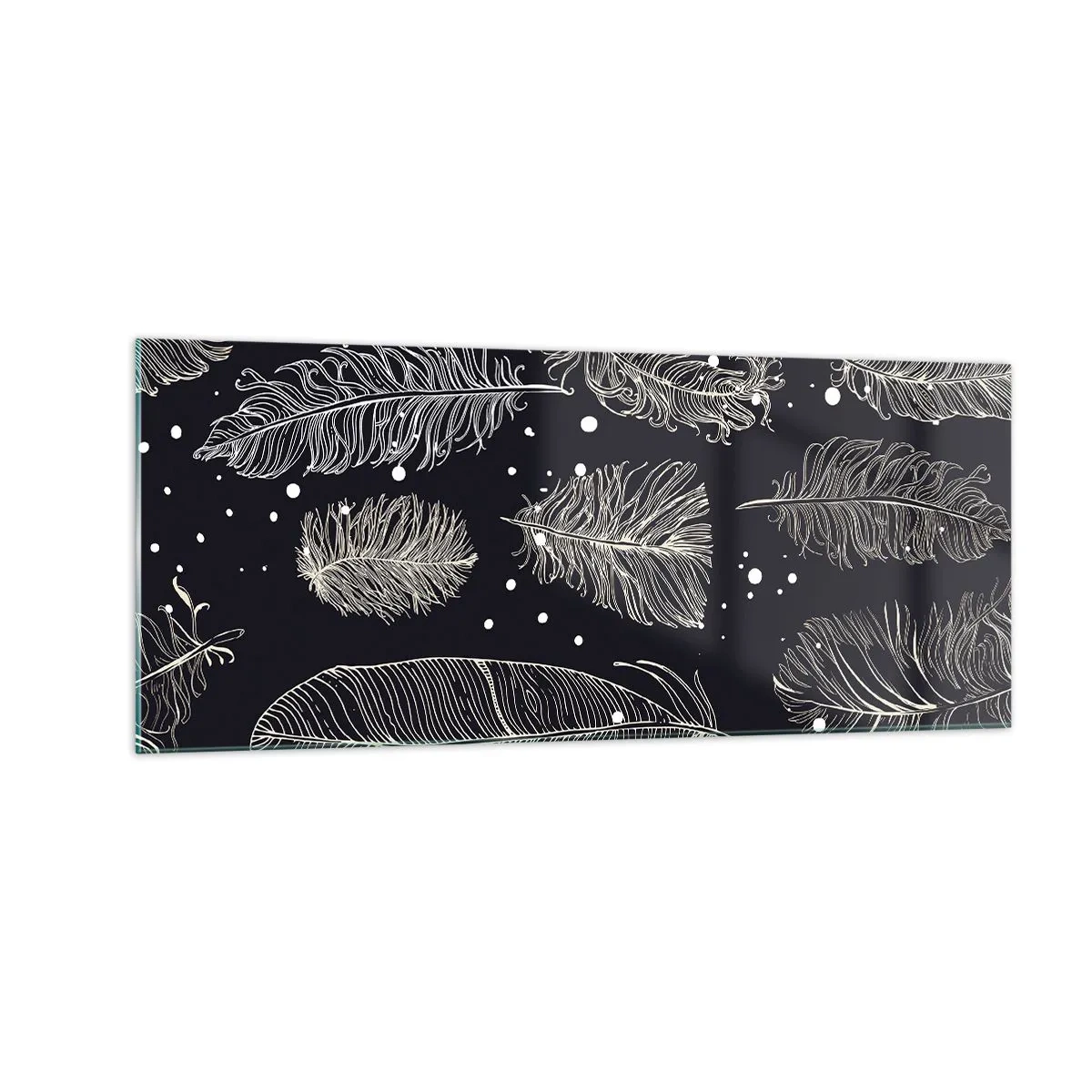 Obraz na skle - Krajka s peřím - 100x40 cm