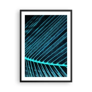 Plakát v černém rámu - Abstraktní struktura listu v neonových barvách - 50x70cm - Textura zeleně - Moderní nástěnná dekorace do obývacího pokoje a ložnice ARTTOR