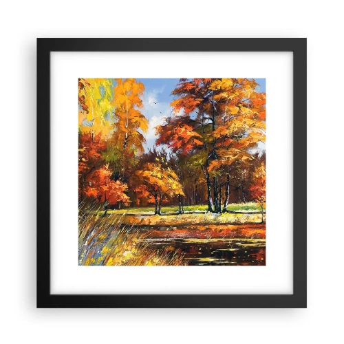 Plakát v černém rámu - Krajinka ve zlaté a hnědé - 30x30 cm
