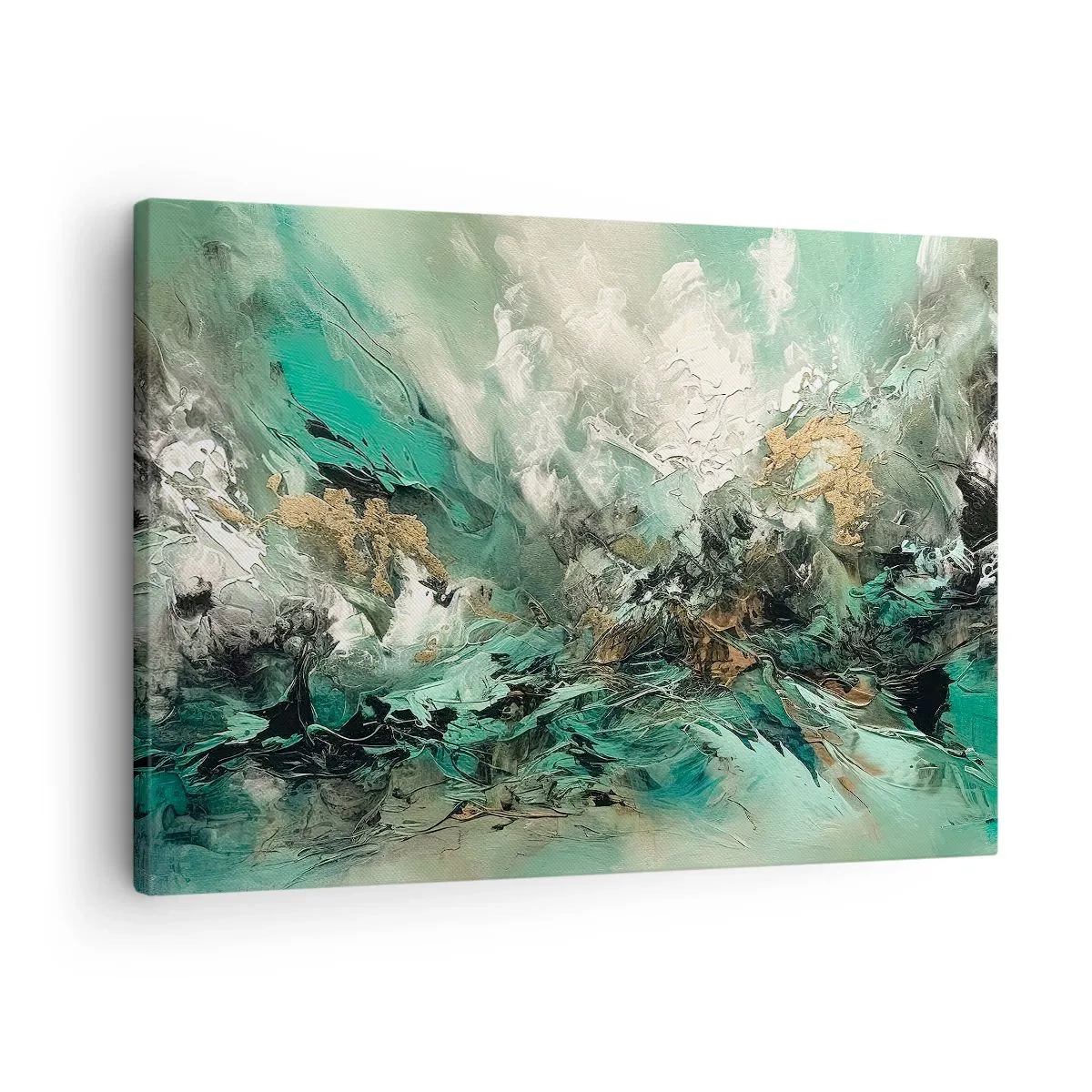 Obraz na plátně - Smaragdově černé vlnobití - 70x50 cm