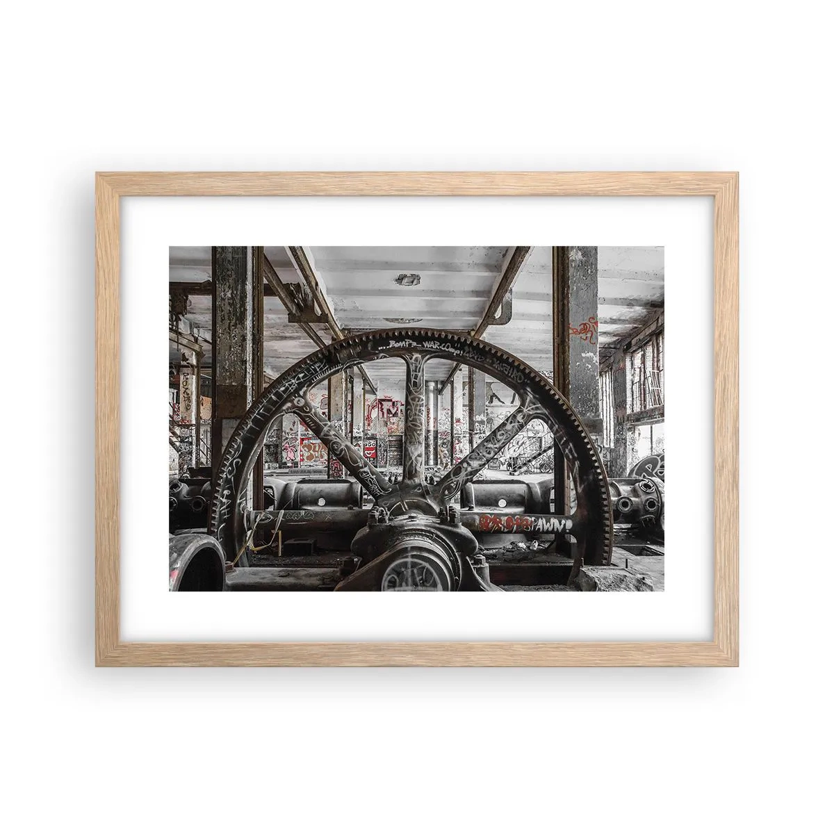 Plakát v rámu světlý dub - Tajný život továrny - 40x30 cm