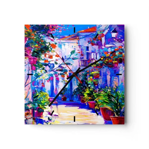 Nástěnné hodiny - Imprese - italská ulička - 30x30 cm
