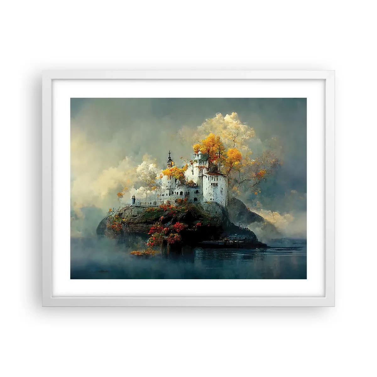 Plakát v bílém rámu - Začátek romantického příběhu - 50x40 cm