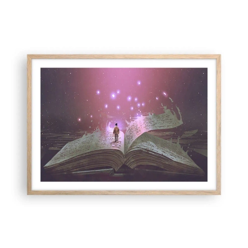 Plakát v rámu světlý dub - Pozvánka do jiného světa - přečti si to! - 70x50 cm