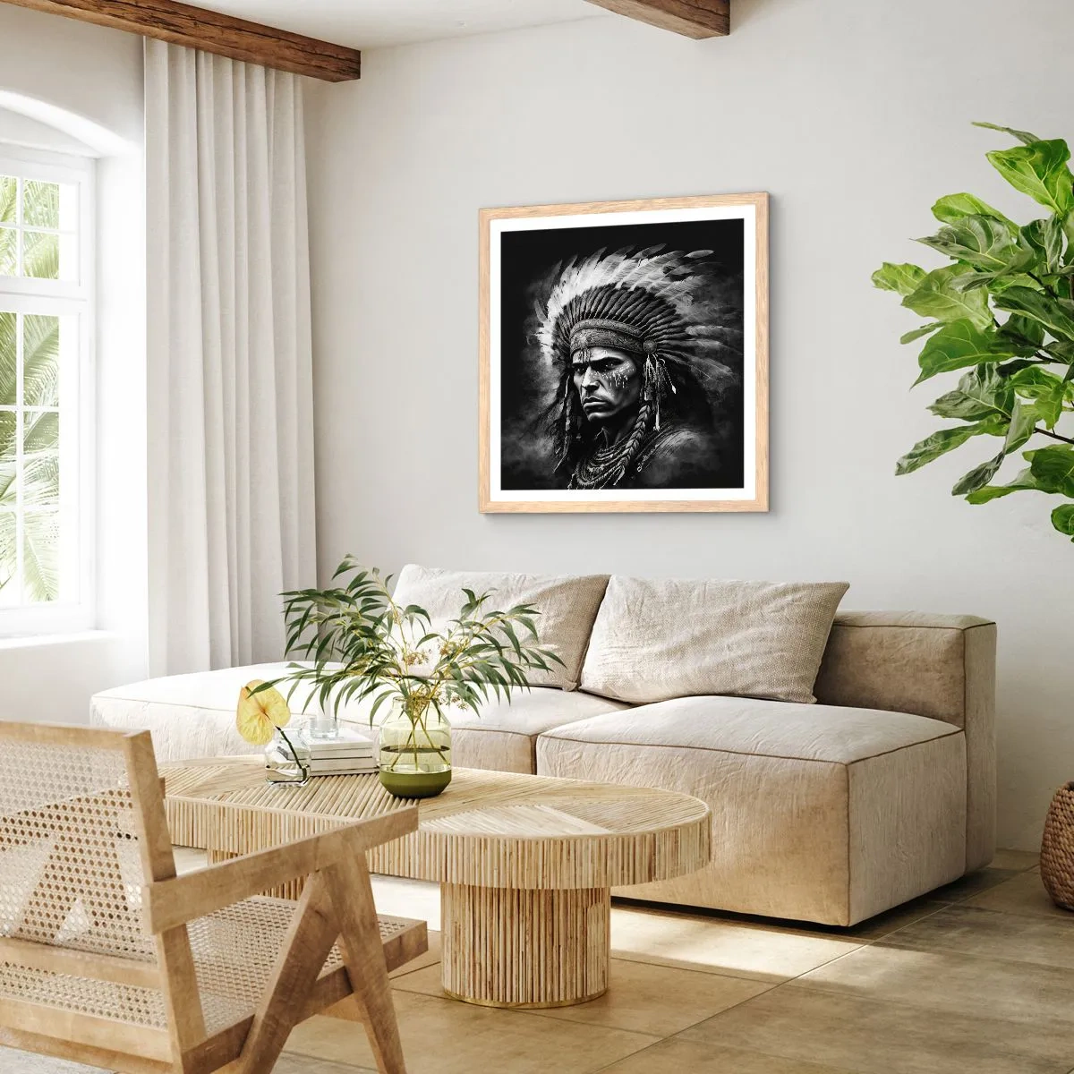 Plakát v rámu světlý dub - Vůdce a bojovník - 40x40 cm