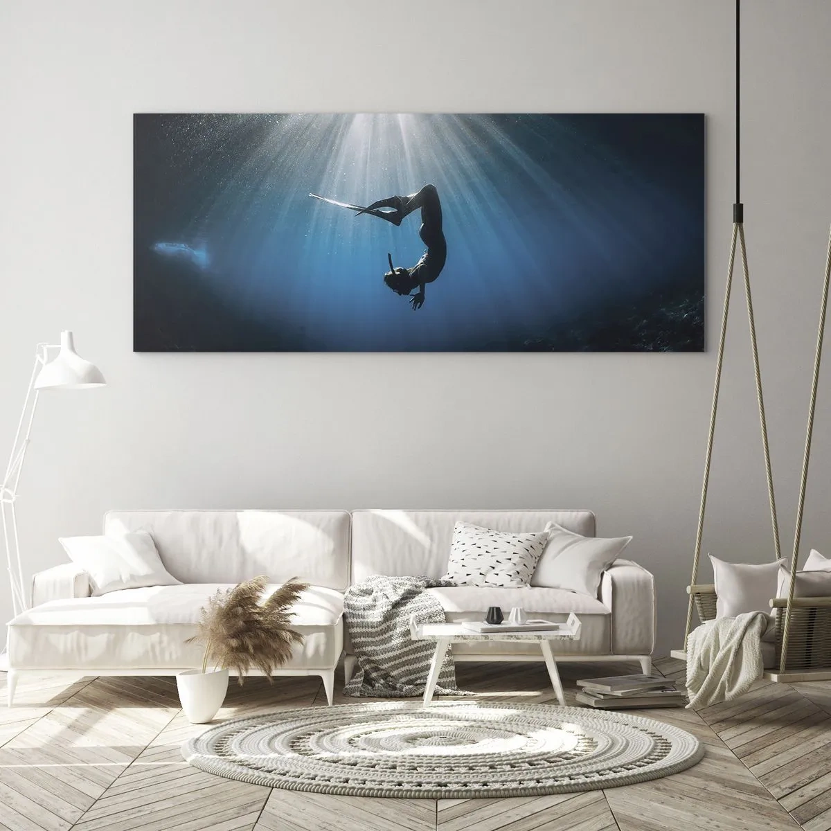 Obraz na skle - Podvodní tanec - 120x50 cm