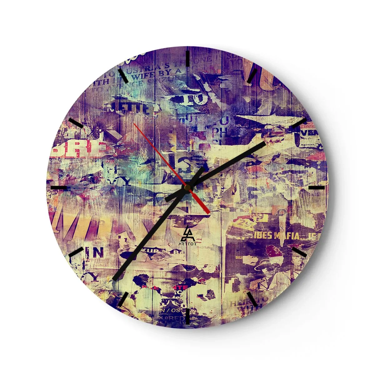 Nástěnné hodiny - Ciferník hodin s uměleckým motivem ve stylu koláže - 30x30cm - A tohle zůstane - Moderní nástěnná dekorace do obývacího pokoje, kuchyně a ložnice ARTTOR