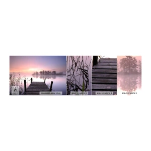 Vzor Fototapety Samolepicí Deluxe Sticker - Z liliové mlhy… - Krajina, svítání, jezero - 100x30 cm