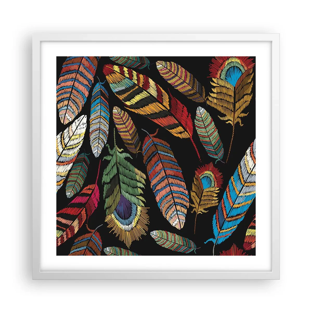 Plakát v bílém rámu - Ptačí karneval - 50x50 cm