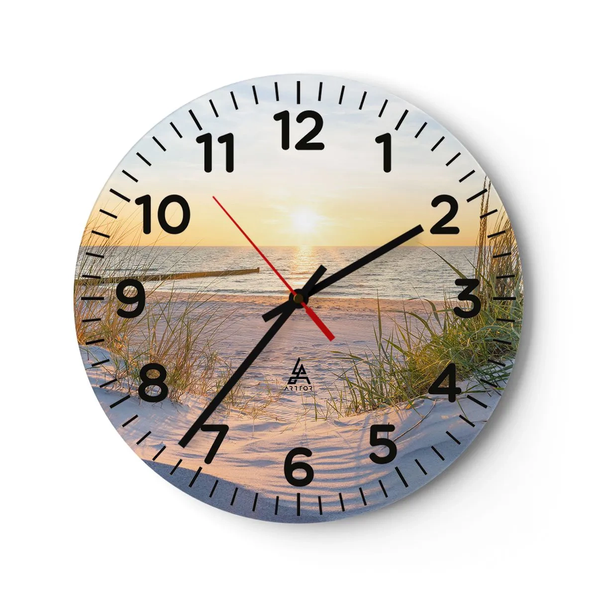 Nástěnné hodiny - Šumění moře, zpěv ptáků, divoká pláž uprostřed trávy… - 30x30 cm