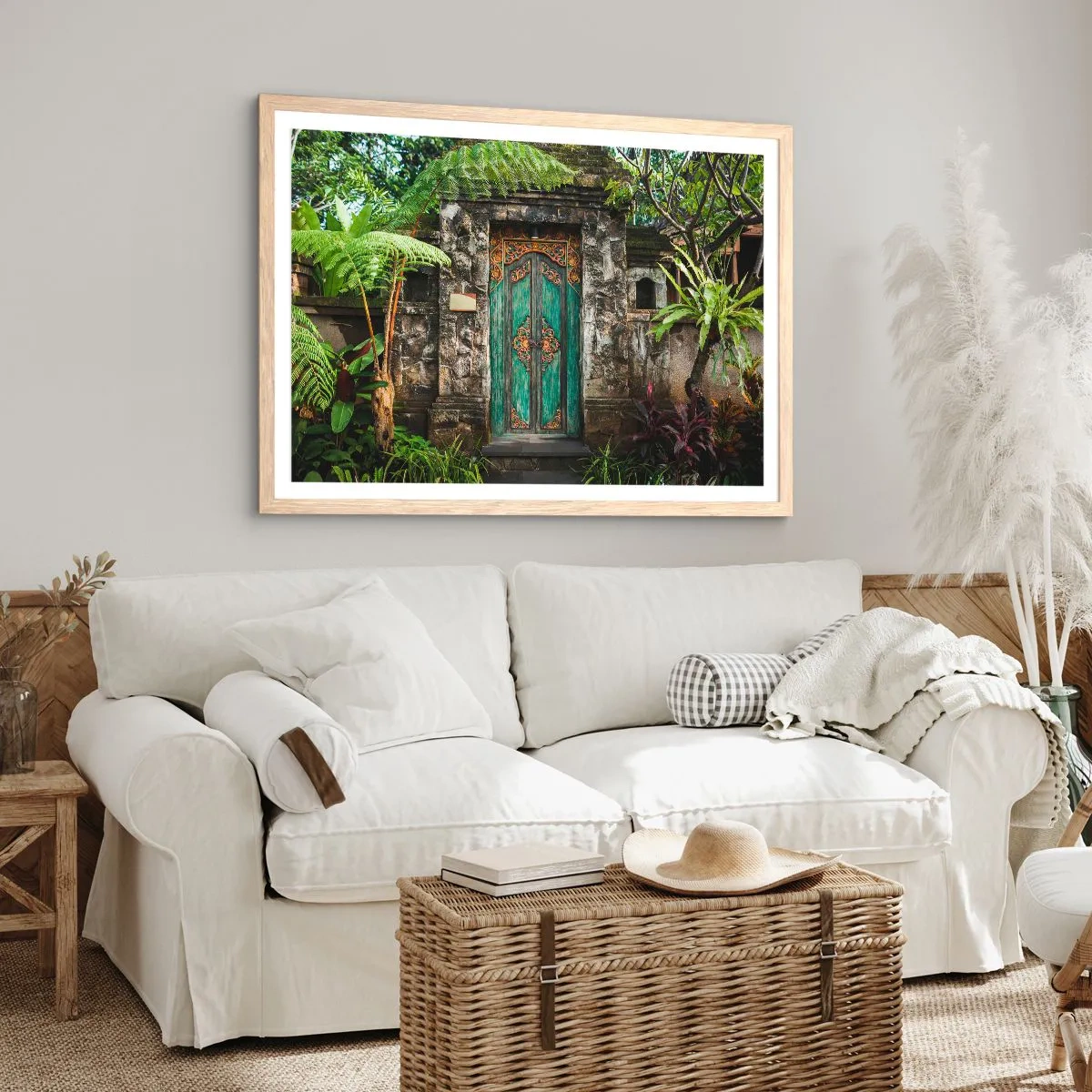 Plakát v rámu světlý dub - Dveře do exotického světa - 91x61 cm