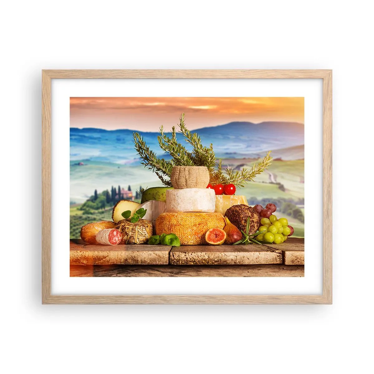 Plakát v rámu světlý dub - Italská radost ze života - 50x40 cm