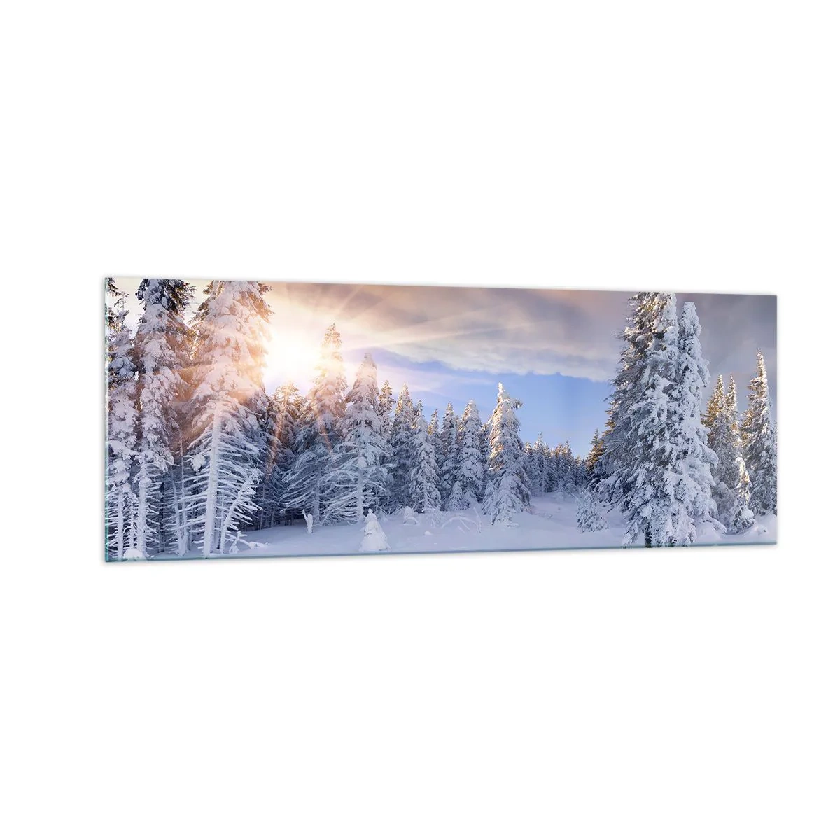 Obraz na skle - Sněžné představení přírody - 140x50 cm
