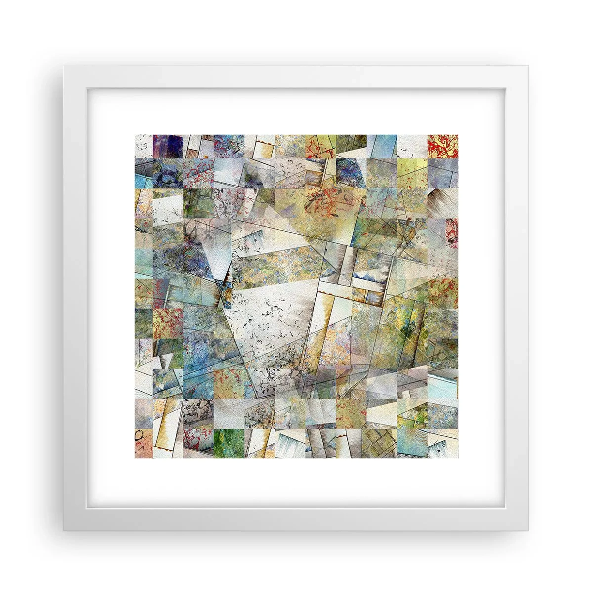 Plakát v bílém rámu - Geometrické přeskupení - 30x30 cm