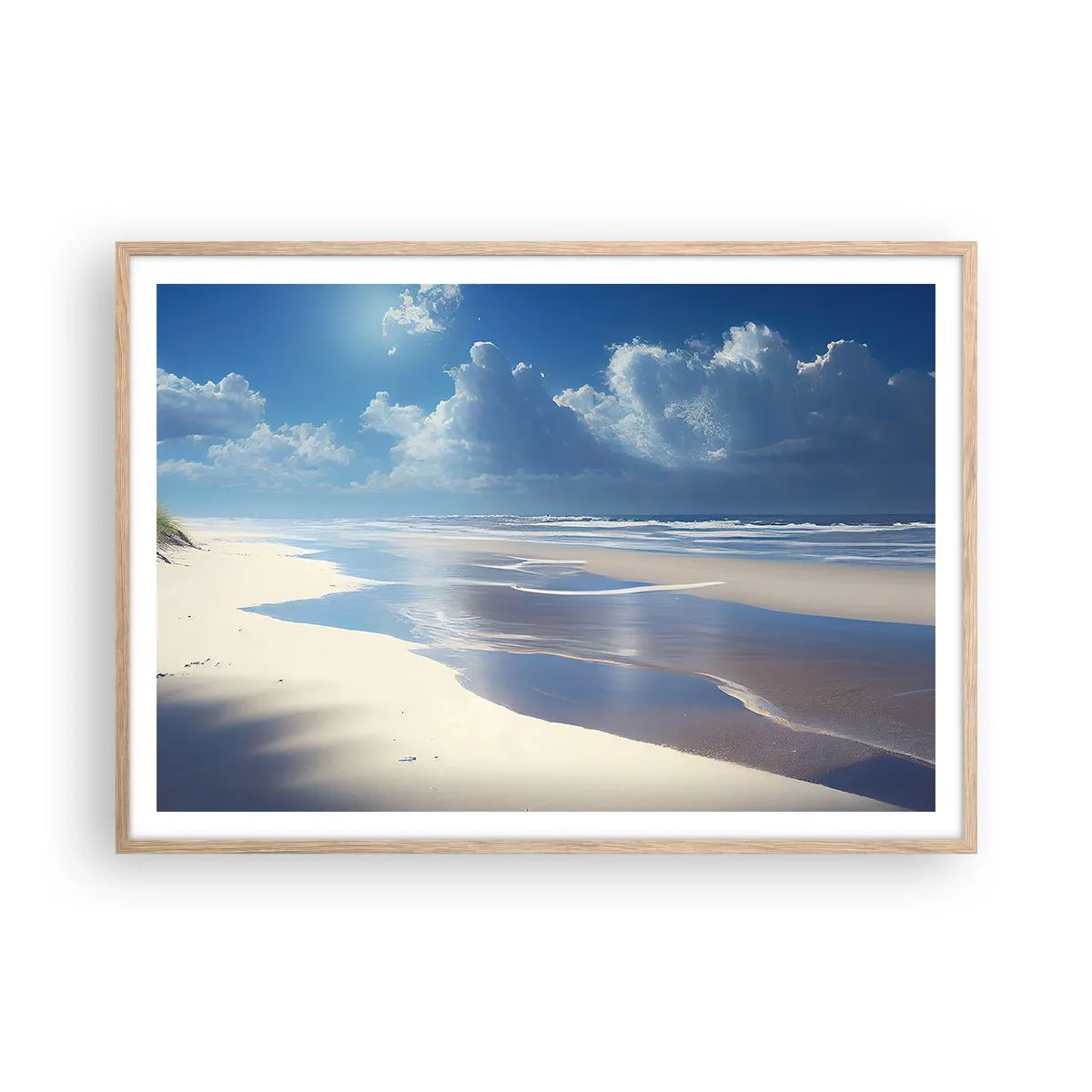 Plakát v rámu světlý dub - Dovolená v ráji - 100x70 cm