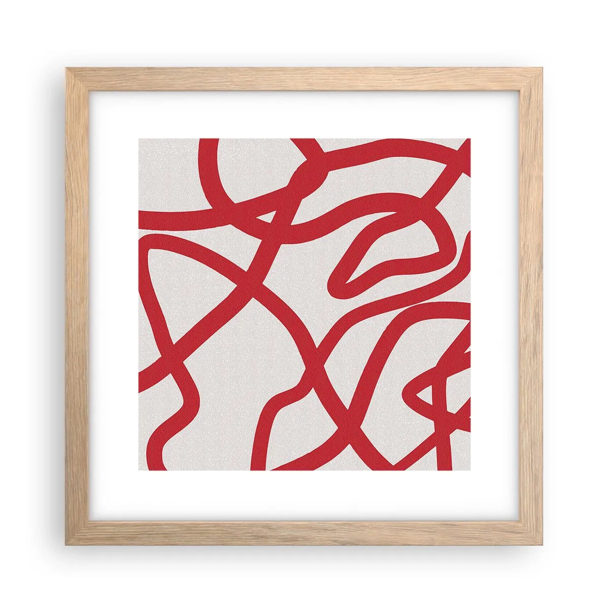 Plakát v rámu světlý dub - Červené na bílém - 30x30 cm