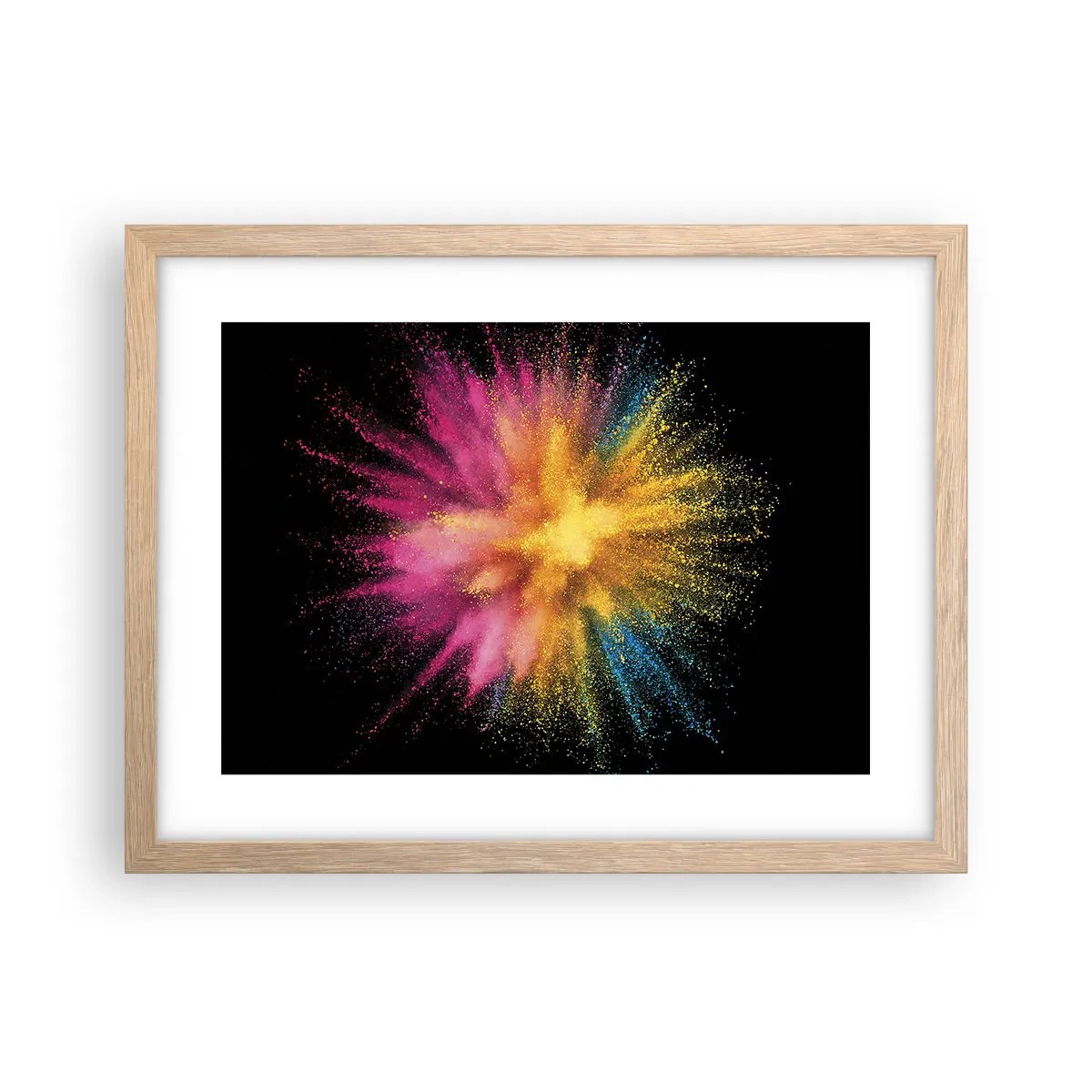 Plakát v rámu světlý dub - Zrození barev  - 40x30 cm