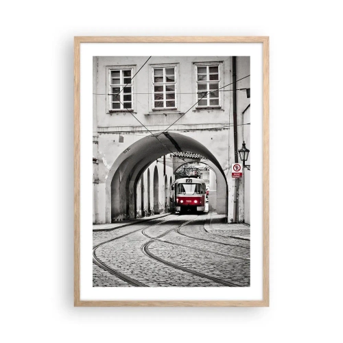 Plakát v rámu světlý dub - Městským labyrintem - 50x70 cm
