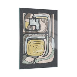 Obraz na skle - Abstrakce v předkolumbovském duchu - 50x70 cm