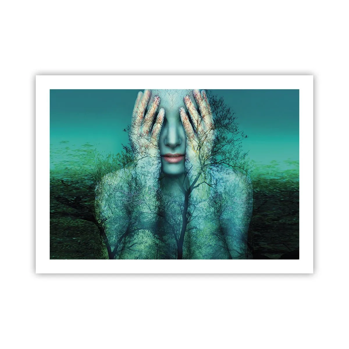 Plakát - Ponořená do modré - 70x50 cm