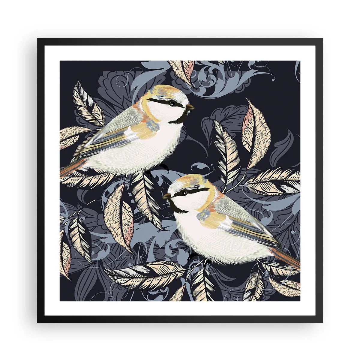 Plakát v černém rámu - Žlutomodrá píseň - 60x60 cm