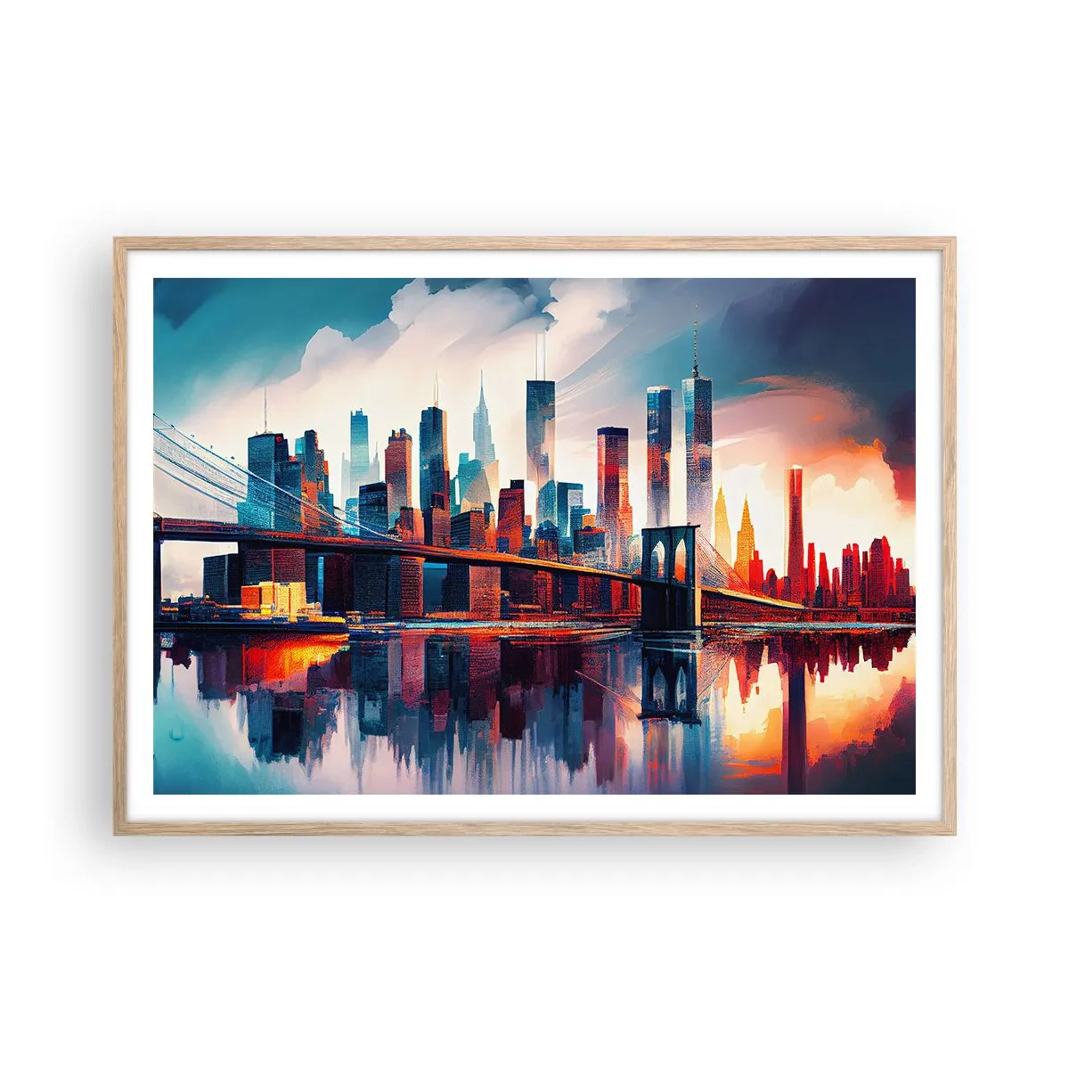 Plakát v rámu světlý dub - Famózní New York - 100x70 cm