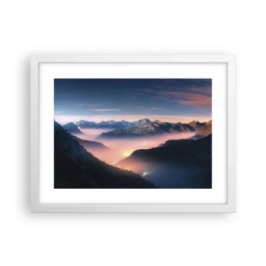 Plakát v bílém rámu - Světlo v údolích - 40x30 cm