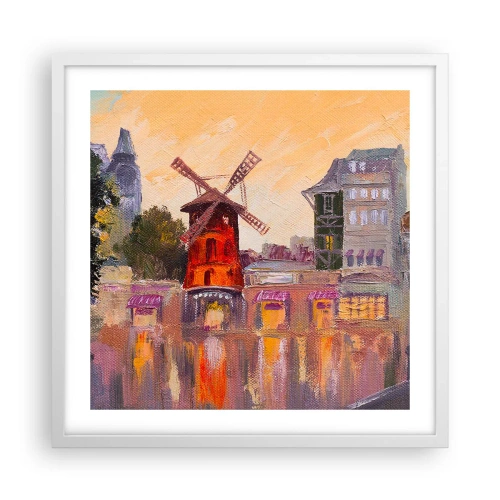 Plakát v bílém rámu - Pařížské ikony – Moulin Rouge - 50x50 cm