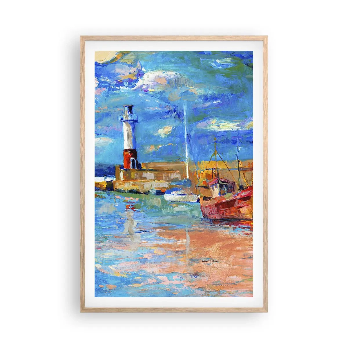 Plakát v rámu světlý dub - Odpoledne v duhové zátoce - 61x91 cm