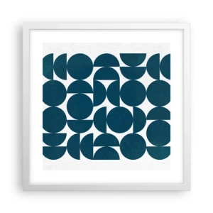 Plakát v bílém rámu - Kruhy a půlkruhy - 40x40 cm