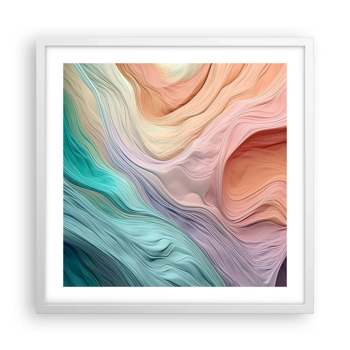 Plakát v bílém rámu - Duhová vlna - 50x50 cm
