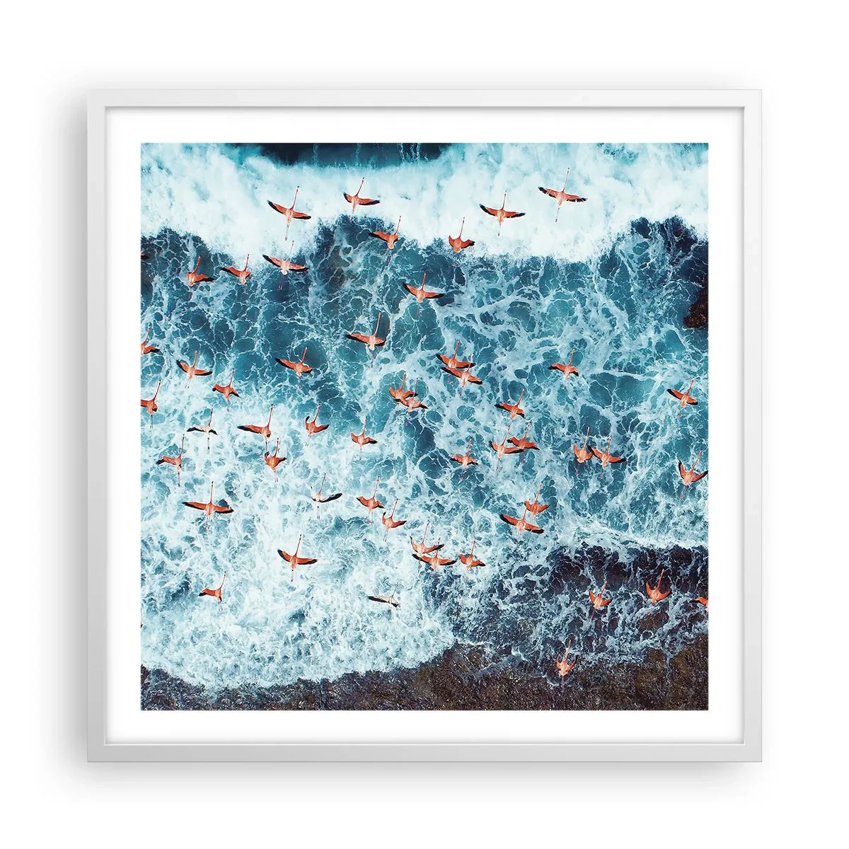 Plakát v bílém rámu - Přímořský průvod - 60x60 cm