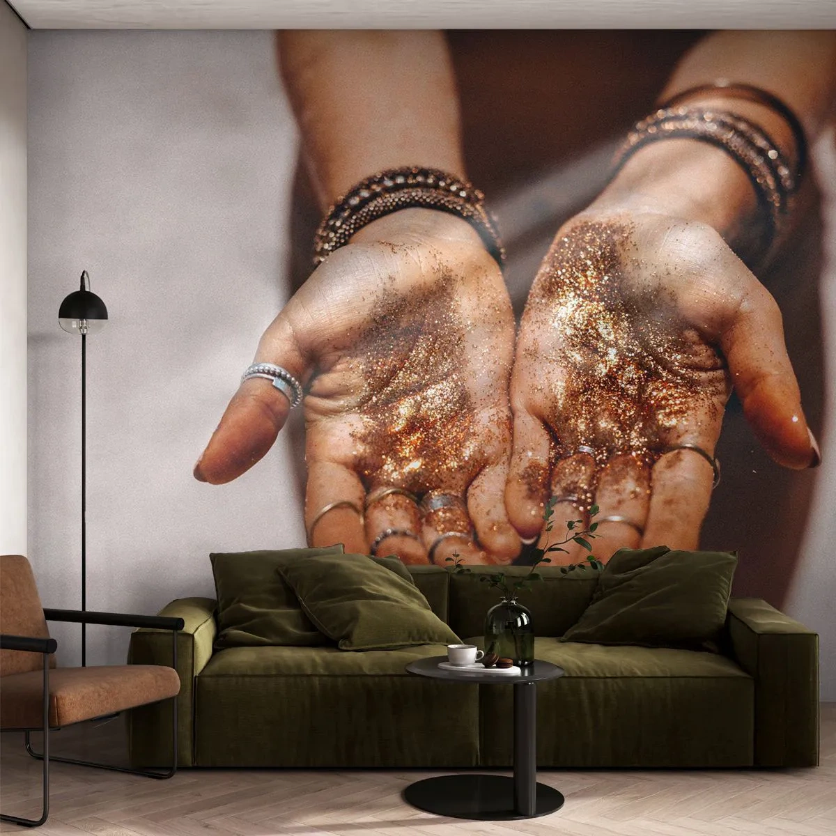 Fototapeta Premium Canvas - Dárek pro tebe - ženské ruce, Boho, Zlato - 150x105 cm