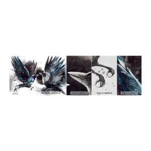 Vzor Fototapety Premium Sand - Havran havranovi… - Abstrakce, Pták, Zvířata - 100x30 cm