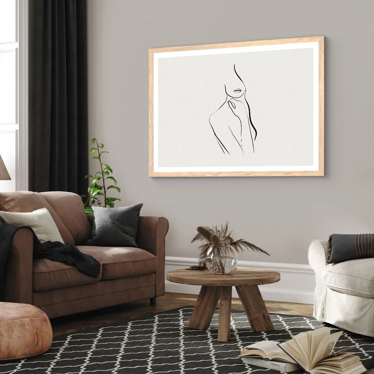 Plakát v rámu světlý dub - Vlna melancholie - 100x70 cm