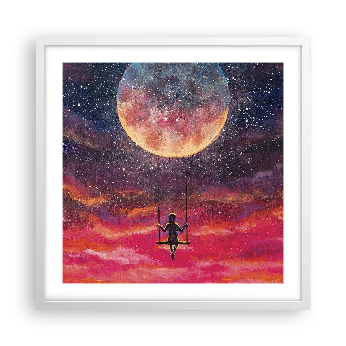 Plakát v bílém rámu - Stavět si vzdušné zámky - 50x50 cm