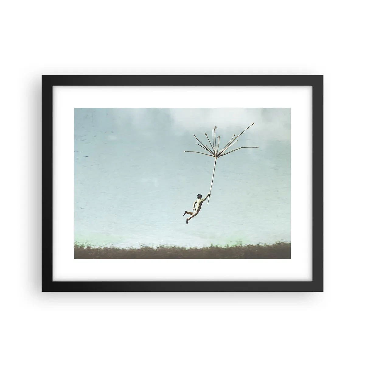 Plakát v černém rámu - Letající pampeliška - 40x30 cm