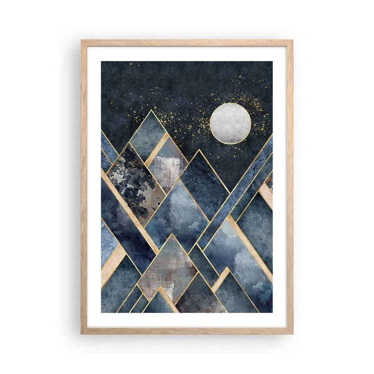 Plakát v rámu světlý dub - Geometrická krajina - 50x70 cm