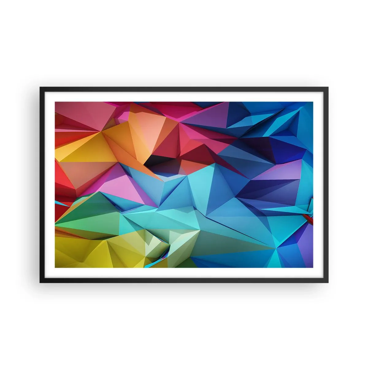 Plakát v černém rámu - Duhové origami - 91x61 cm