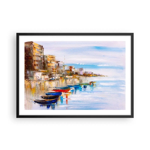 Plakát v černém rámu - Vícebarevný městský přístav - 70x50 cm