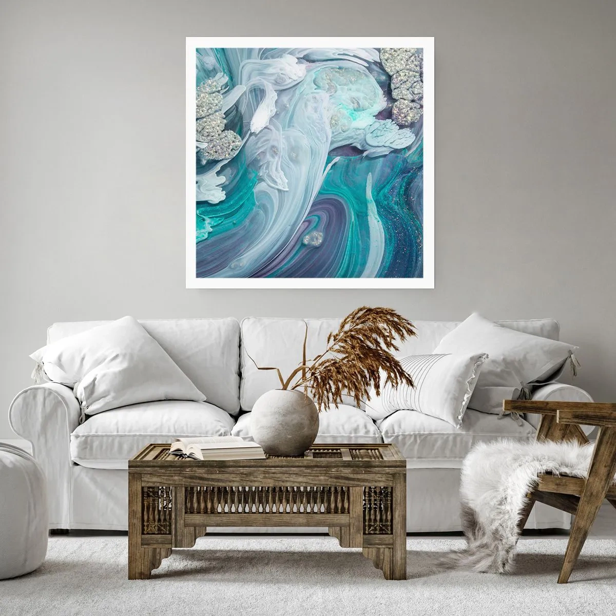 Plakát - Proudy modré - 60x60 cm