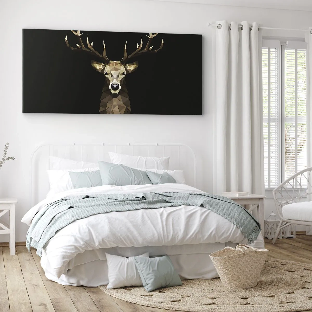 Obraz na plátně - Kubistický jelen - 160x50 cm