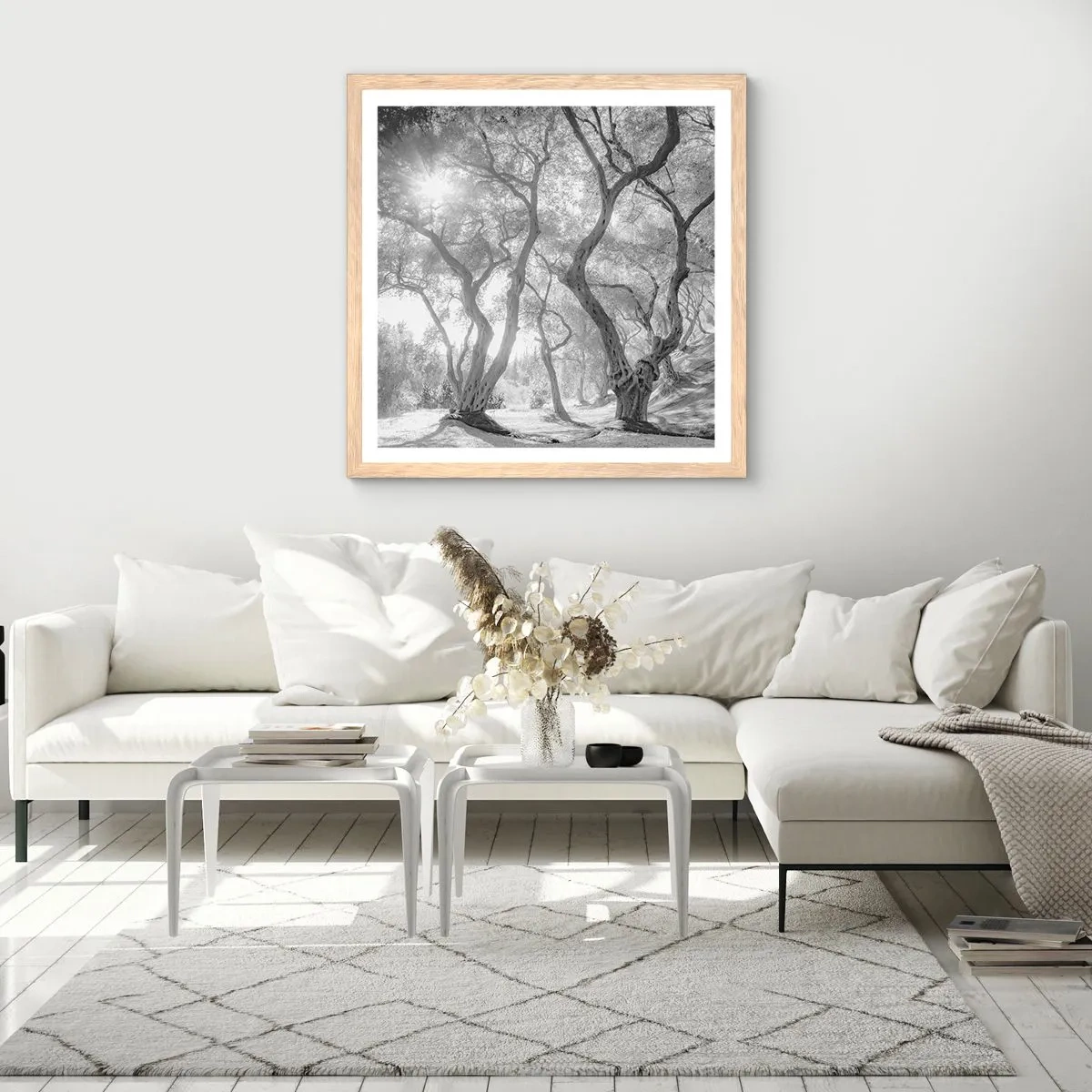 Plakát v rámu světlý dub - V olivovém háji - 40x40 cm