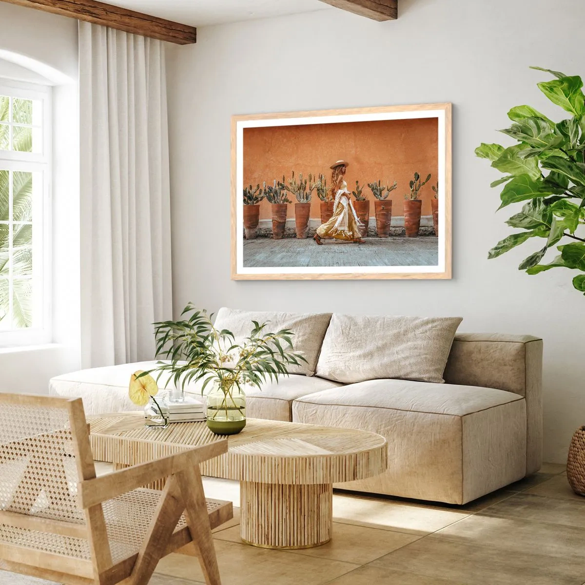 Plakát v rámu světlý dub - V hippie stylu - 50x40 cm