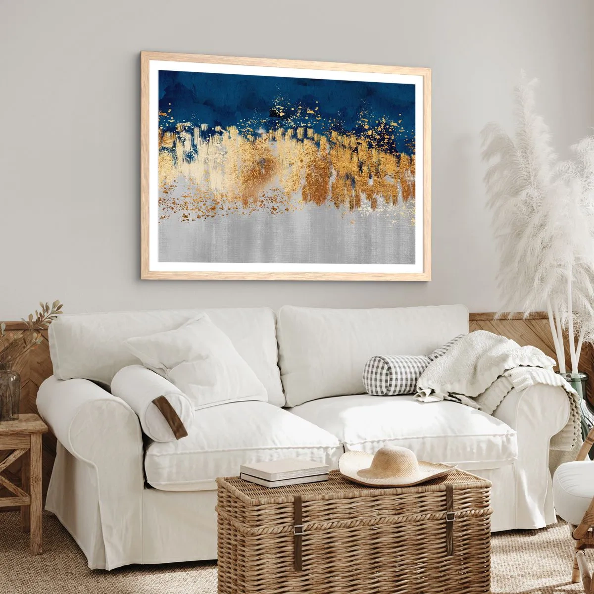 Plakát v rámu světlý dub - Moderní kompozice s jiskrou - 100x70 cm