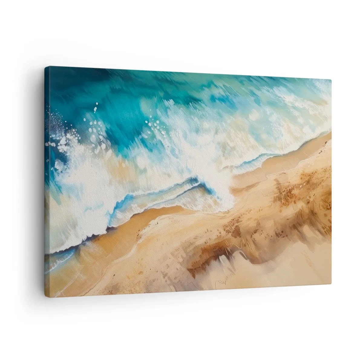 Obraz na plátně - Mořská vlna narážející na písečné pobřeží - 70x50cm - Vlna, která se vrací - Moderní nástěnná dekorace do obývacího pokoje a ložnice ARTTOR