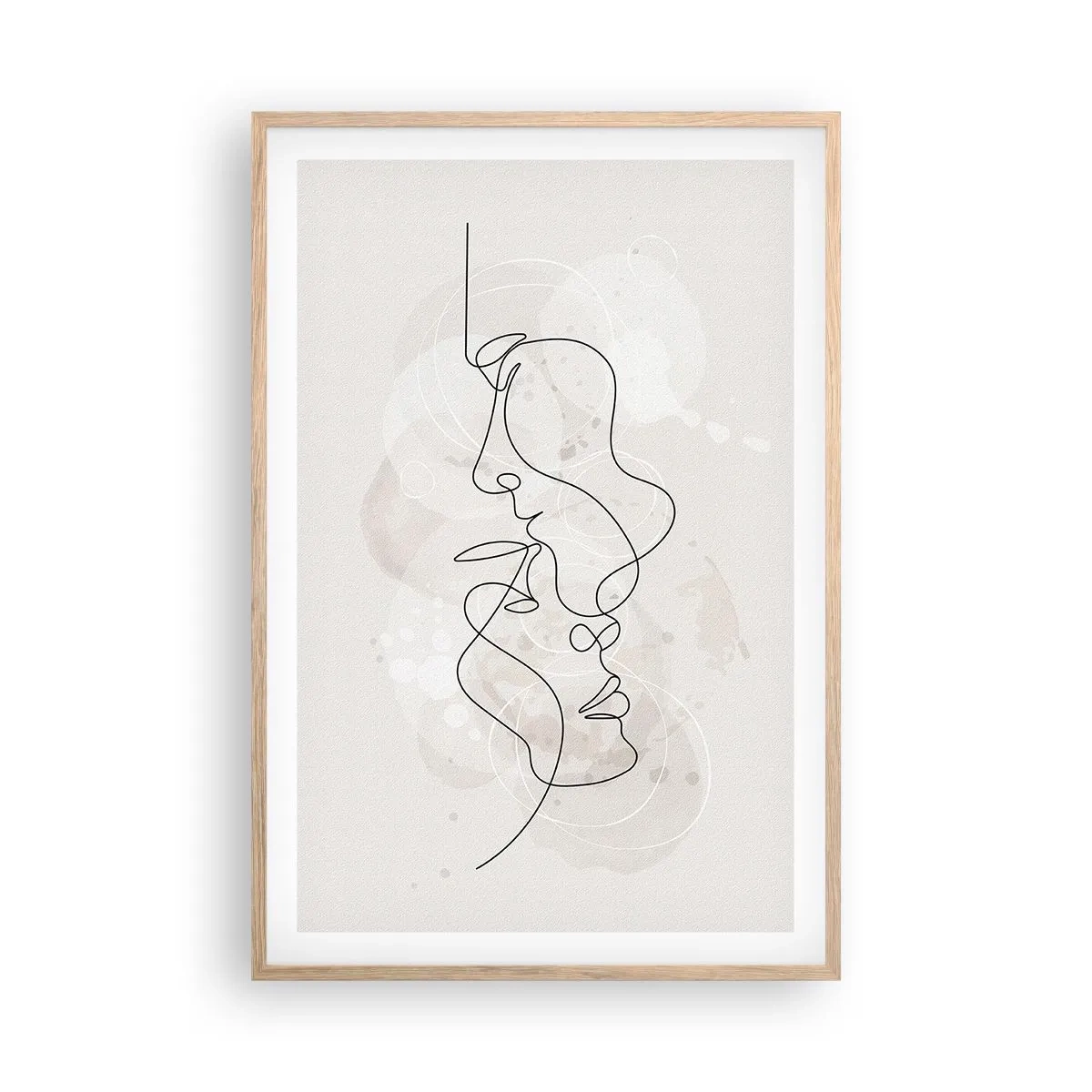 Plakát v rámu světlý dub - Zamotaní v objetí - 61x91 cm