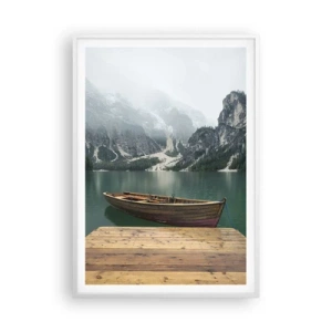 Plakát v bílém rámu - „Hrdé skály vepředu“ - 70x100 cm