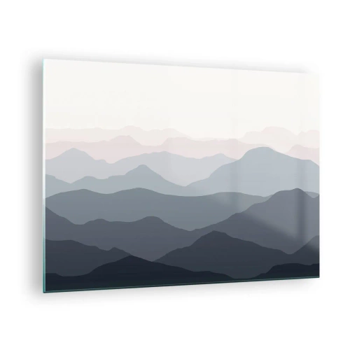 Obraz na skle - Jemné vrstvy hor v pastelových odstínech - 70x50cm - Vlny hor - Moderní nástěnná dekorace do obývacího pokoje a ložnice ARTTOR