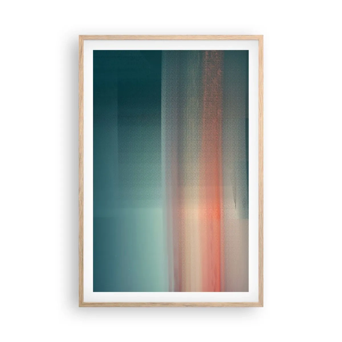 Plakát v rámu světlý dub - Abstrakce: vlny světla - 61x91 cm